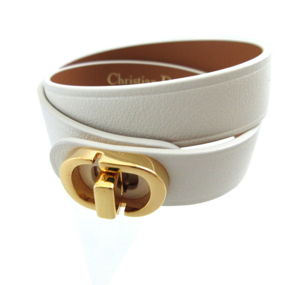 DIOR White Leather Charm Bracelet